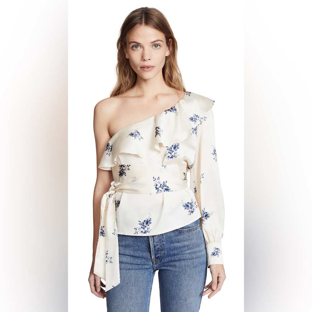 ASTR The Label - Cream floral satin blouse - size S